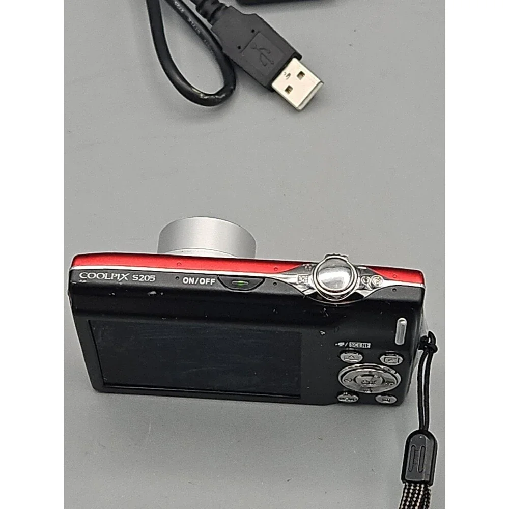 Nikon Coolpix S205 Digital Camera Red With Charger & SD Memory Tested Works READ